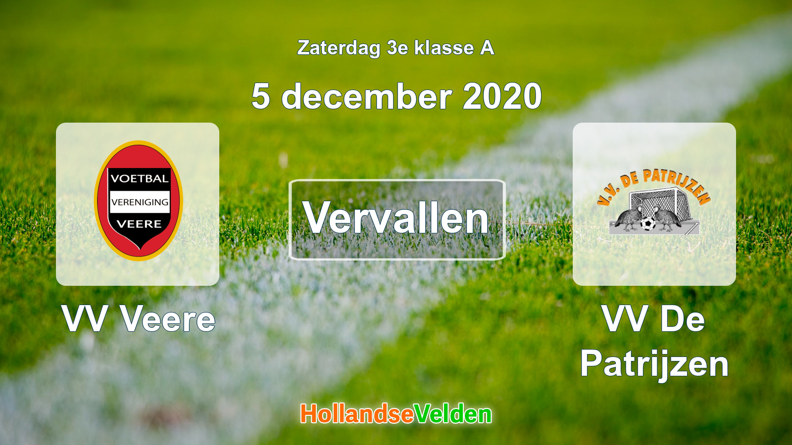 Geplande wedstrijd: VV Veere - VV De Patrijzen (5 december 2020)