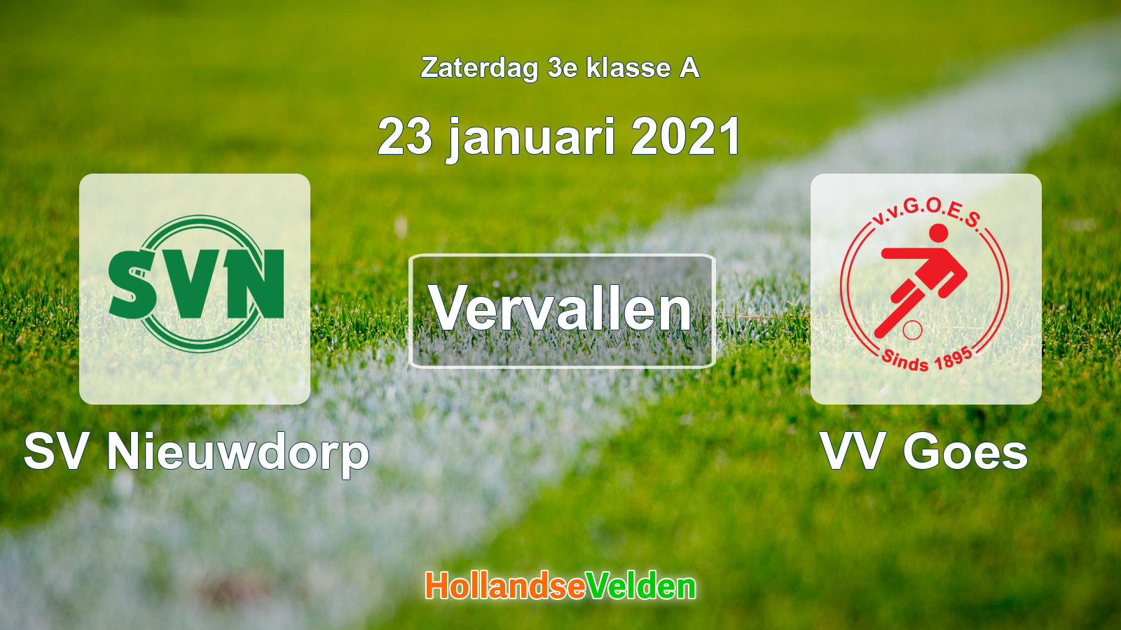 Geplande wedstrijd: SV Nieuwdorp - VV Goes (23 januari 2021)