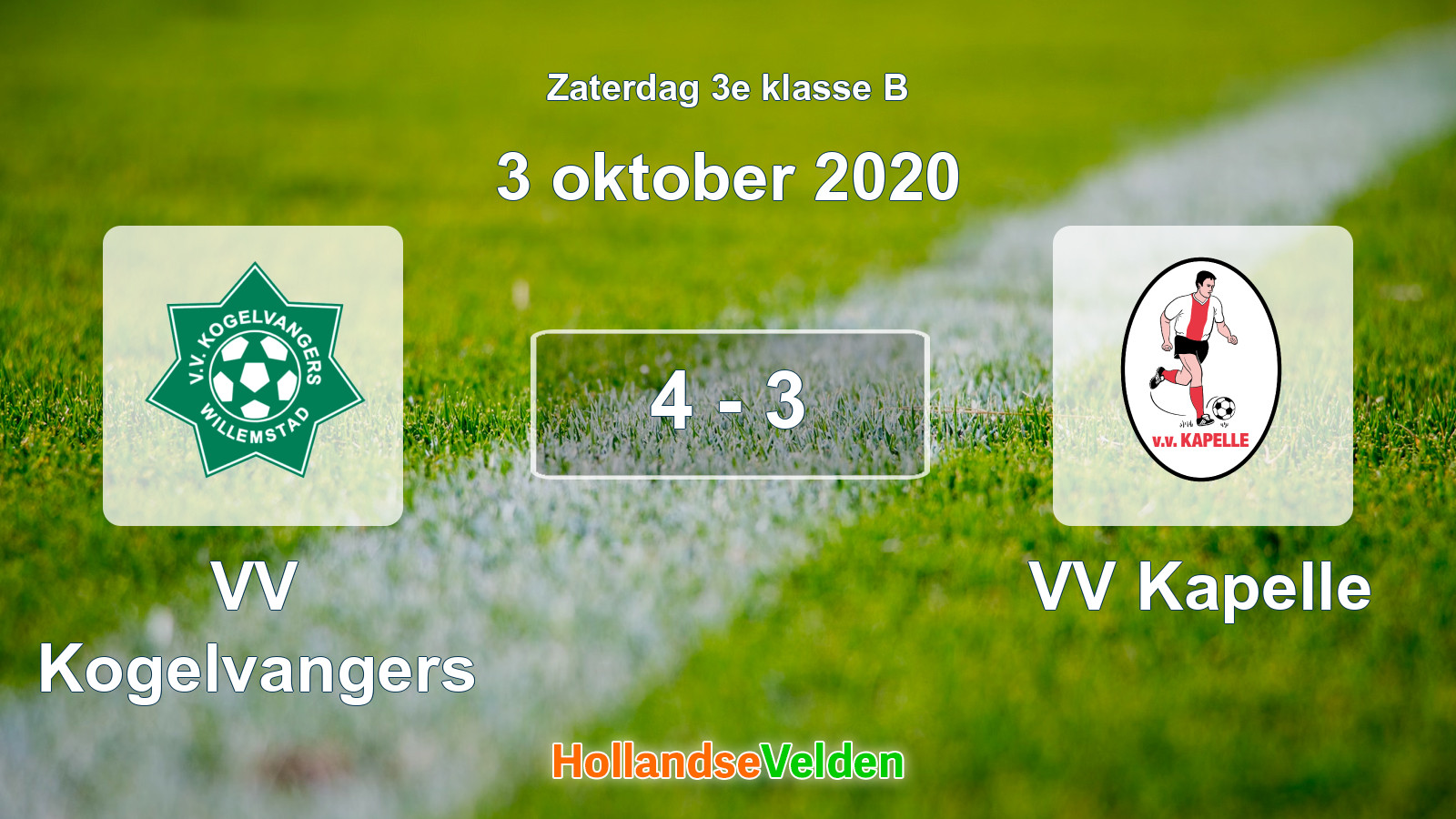 Gespeelde wedstrijd: VV Kogelvangers - VV Kapelle 4 - 3 (3 oktober 2020)