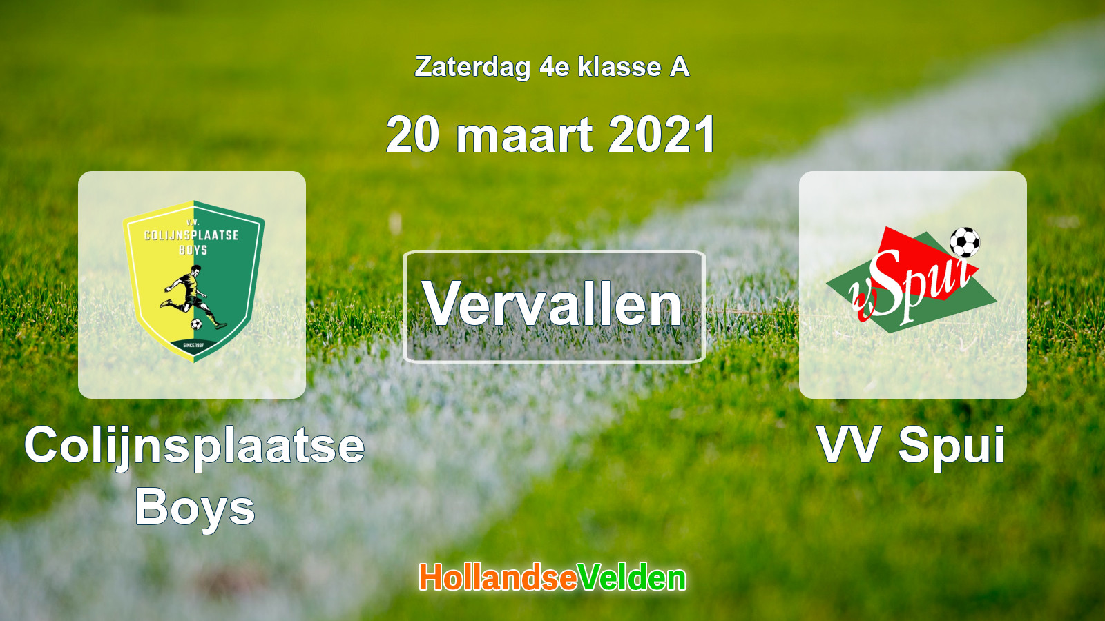 Geplande wedstrijd: Colijnsplaatse Boys - VV Spui (20 maart 2021)