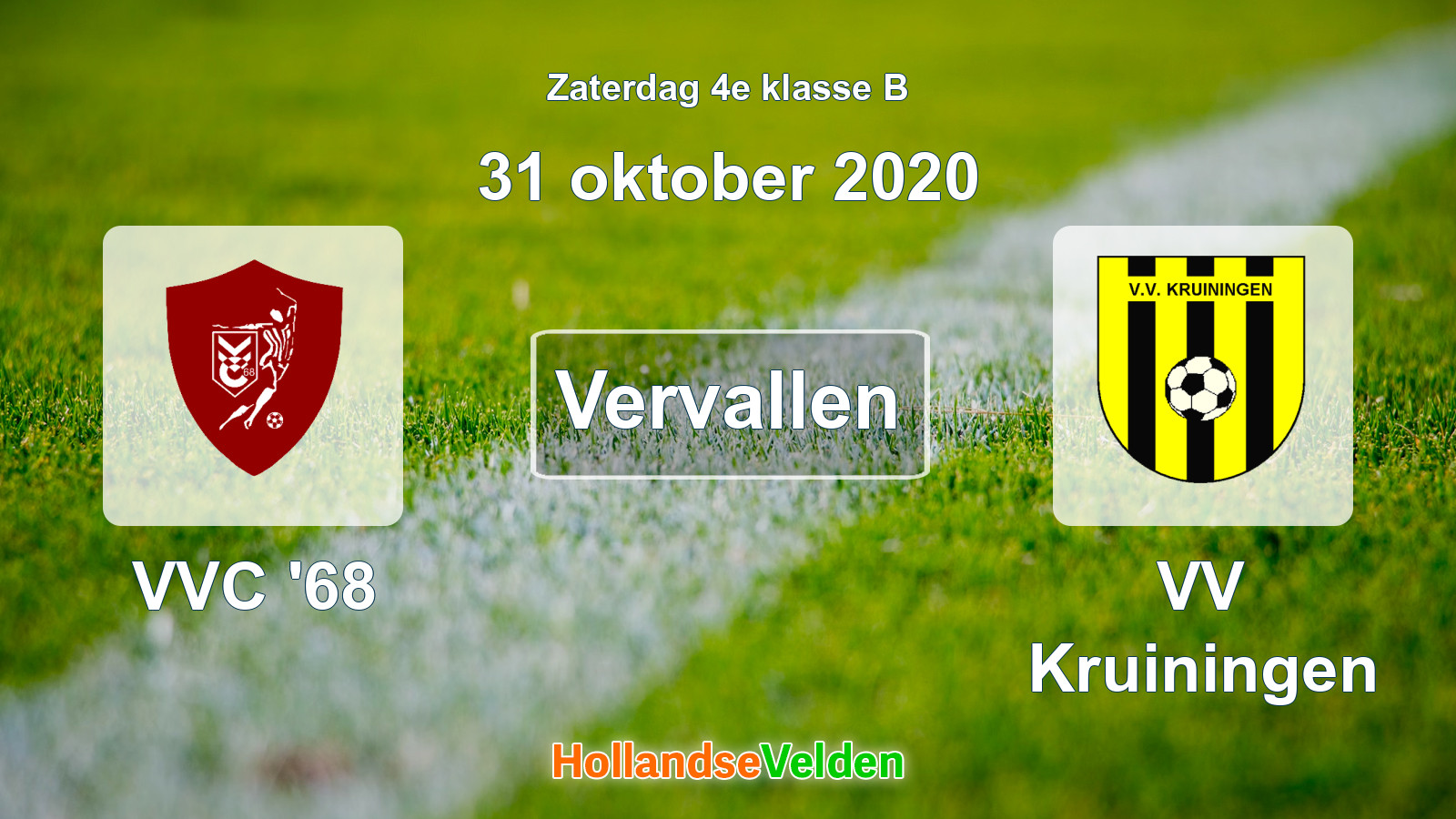 Geplande wedstrijd: VVC '68 - VV Kruiningen (31 oktober 2020)