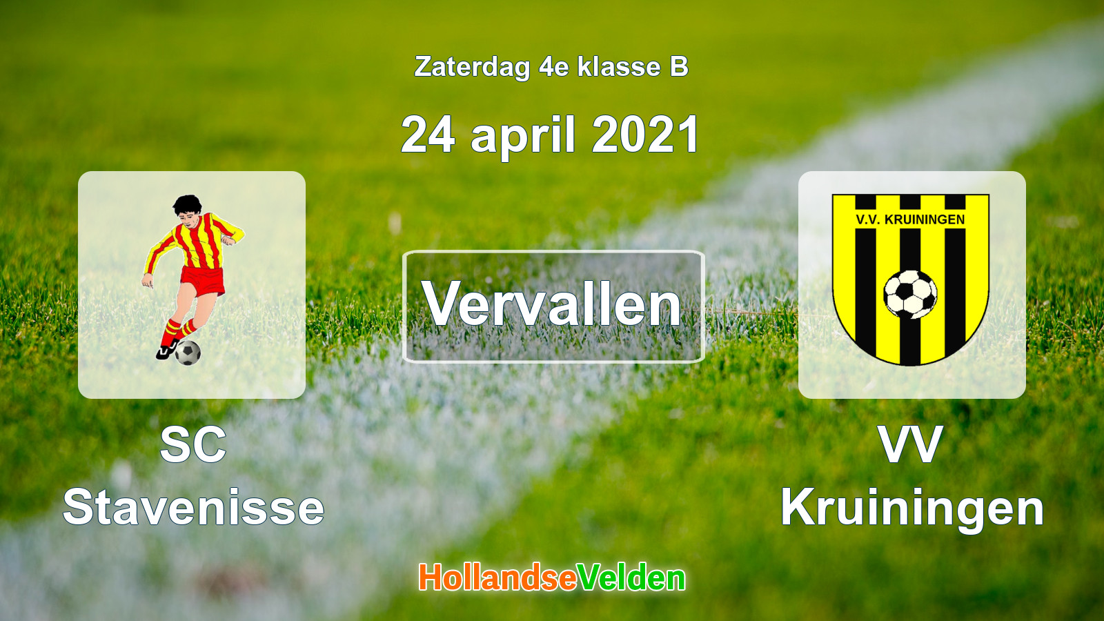 Geplande wedstrijd: SC Stavenisse - VV Kruiningen (24 april 2021)