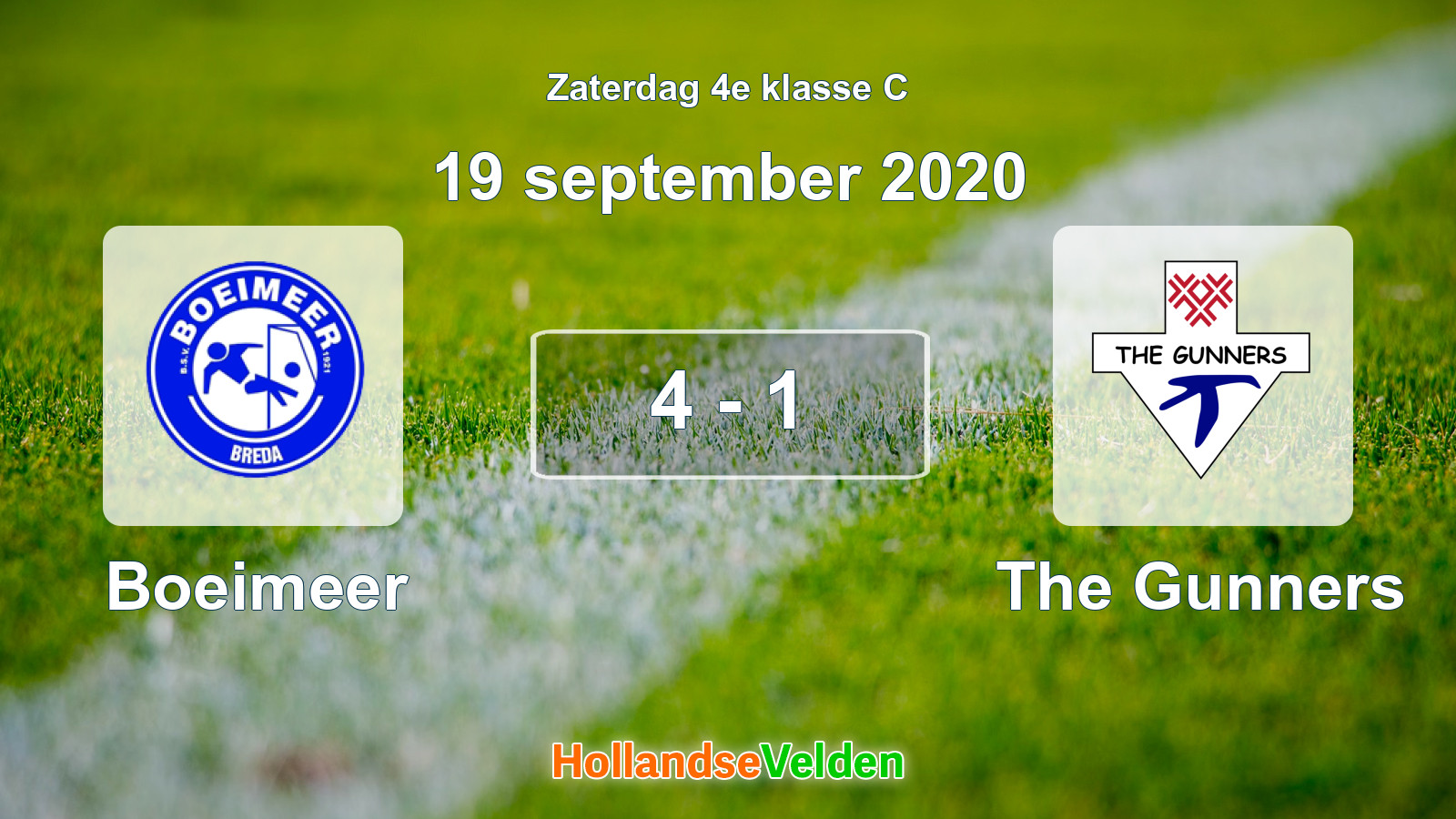 Gespeelde wedstrijd: Boeimeer - The Gunners 4 - 1 (19 september 2020)