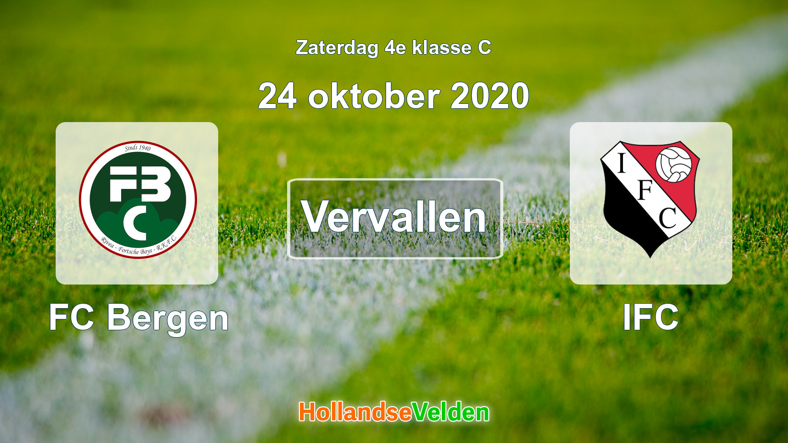 Geplande wedstrijd: FC Bergen - IFC (24 oktober 2020)