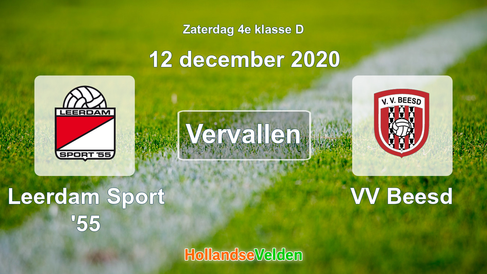 Geplande wedstrijd: Leerdam Sport '55 - VV Beesd (12 december 2020)