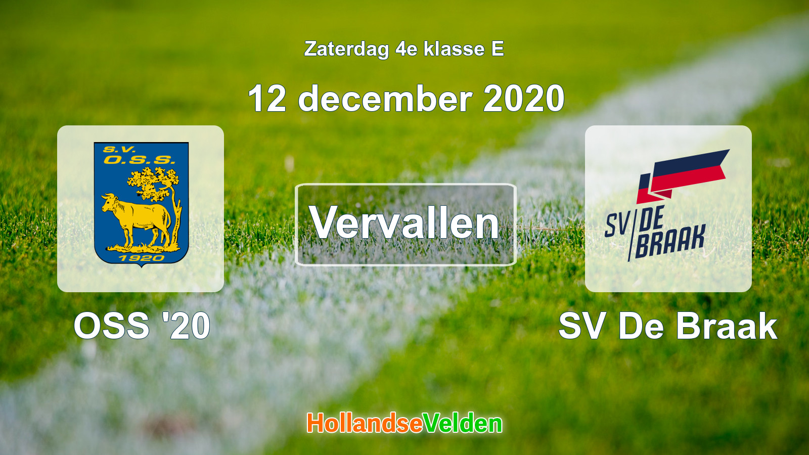 Geplande wedstrijd: OSS '20 - SV De Braak (12 december 2020)