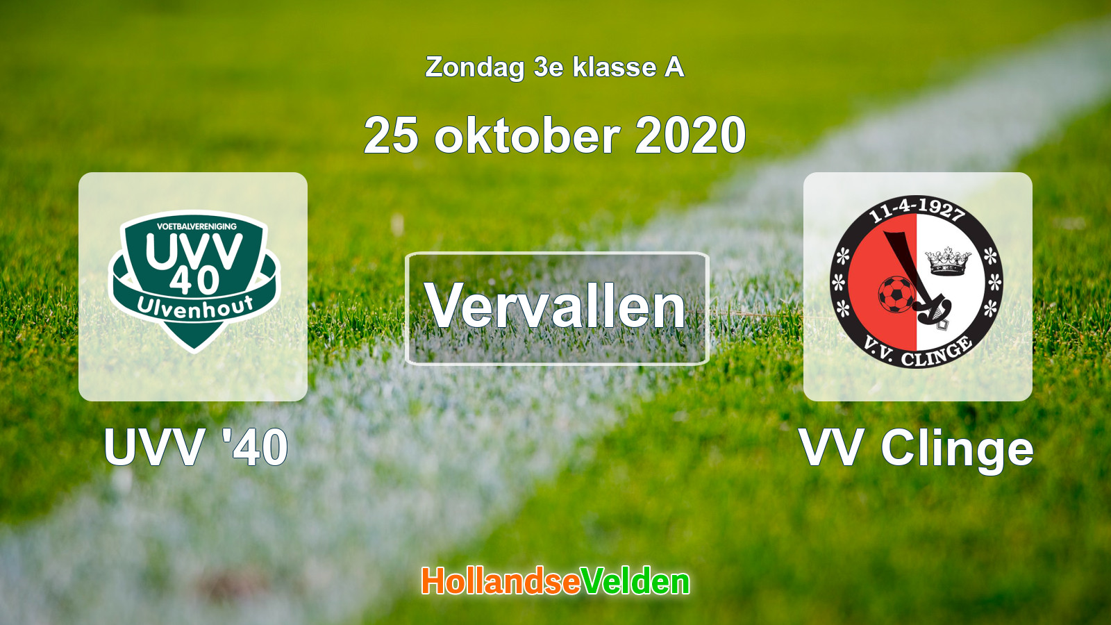 Geplande wedstrijd: UVV '40 - VV Clinge (25 oktober 2020)