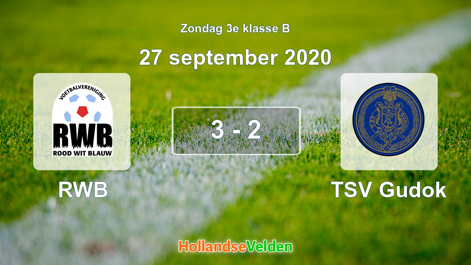 Gespeelde wedstrijd: RWB - TSV Gudok 3 - 2 (27 september 2020)