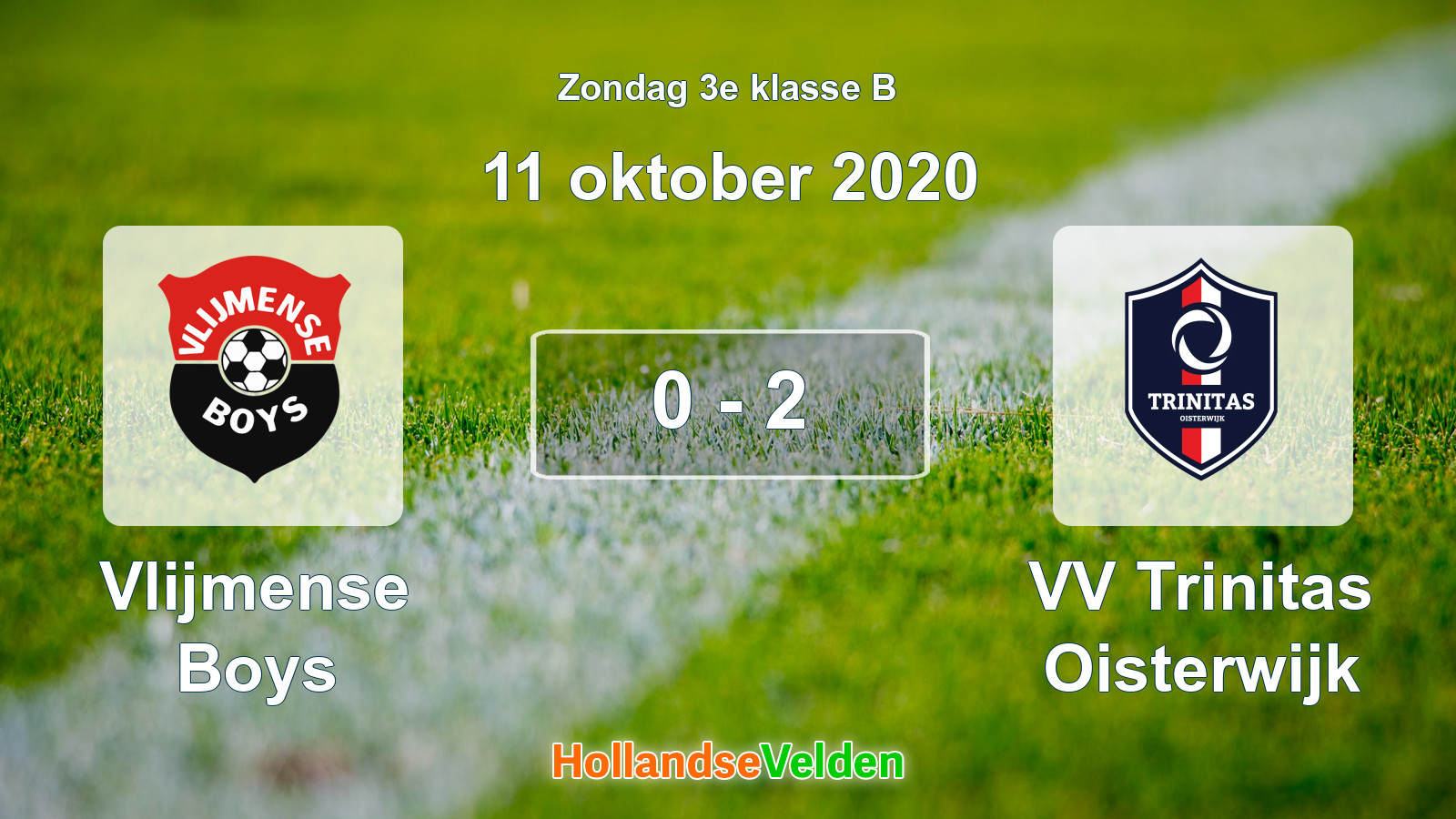 Gespeelde wedstrijd: Vlijmense Boys - VV Trinitas Oisterwijk 0 - 2 (11 oktober 2020)