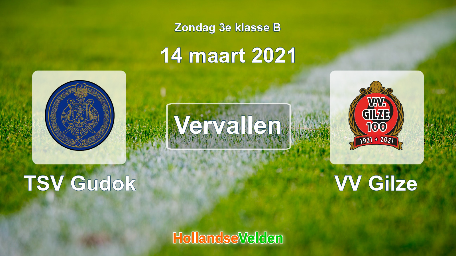 Geplande wedstrijd: TSV Gudok - VV Gilze (14 maart 2021)