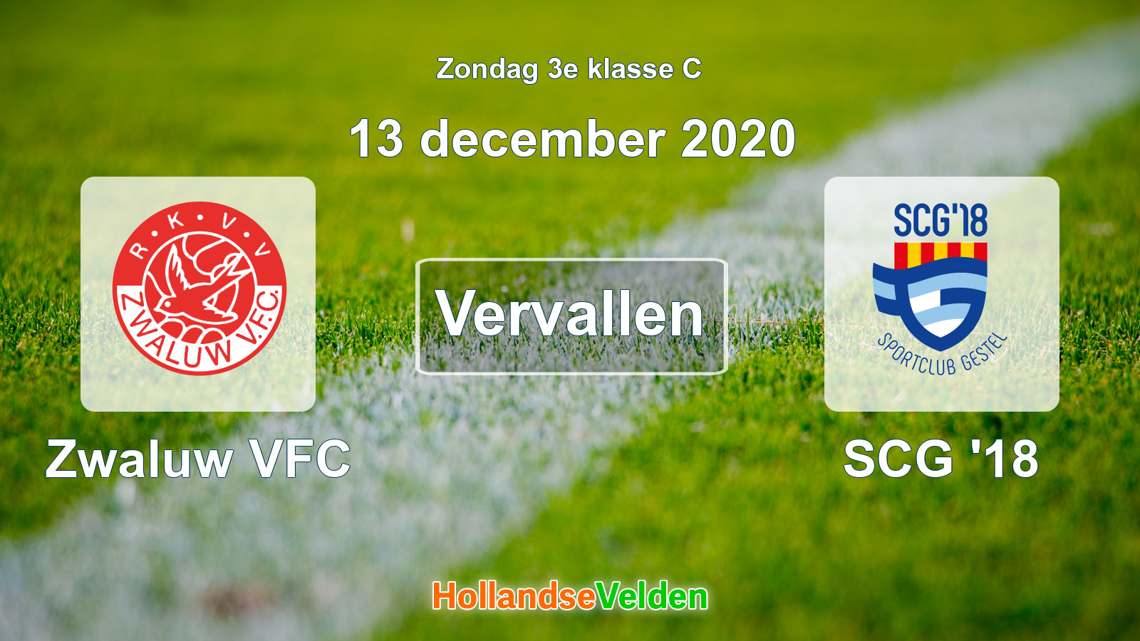 Geplande wedstrijd: Zwaluw VFC - SCG '18 (13 december 2020)