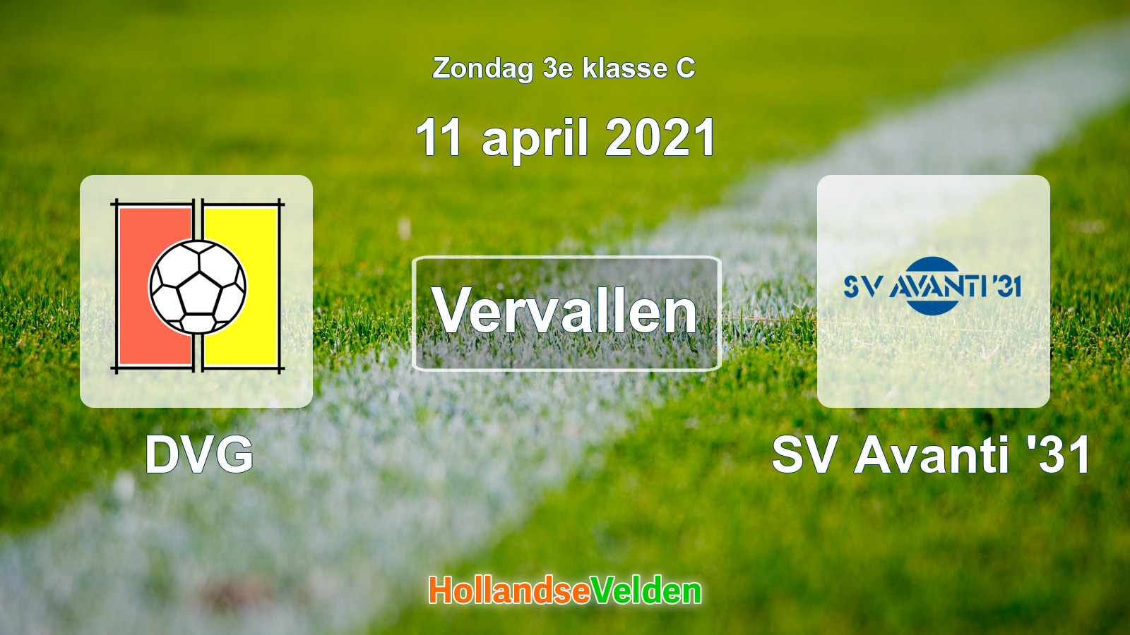Geplande wedstrijd: DVG - SV Avanti '31 (11 april 2021)