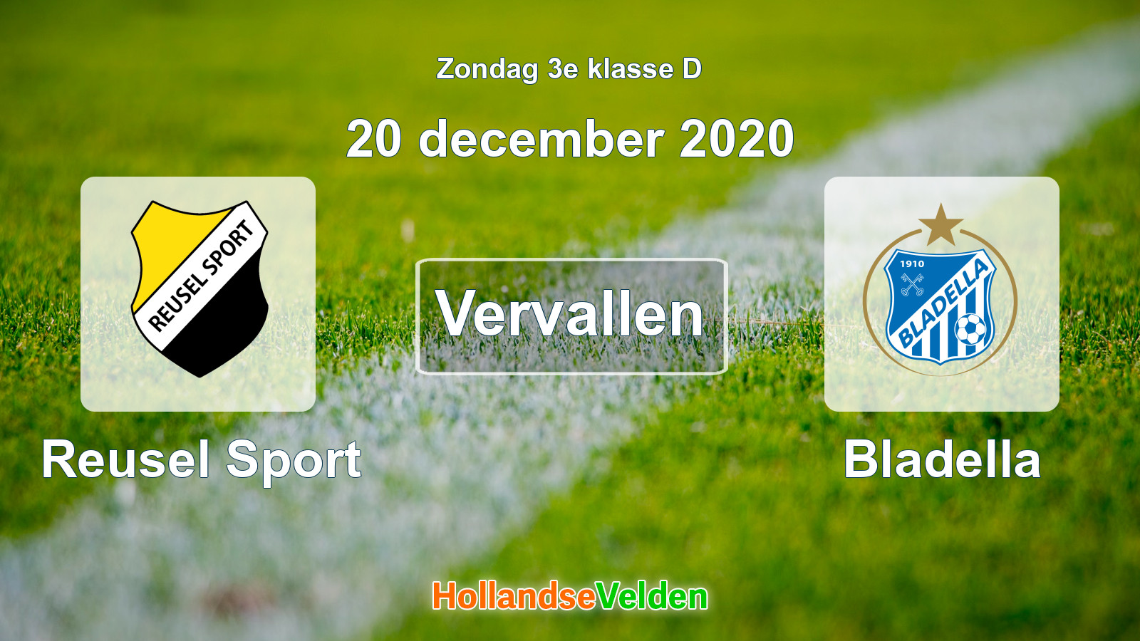 Geplande wedstrijd: Reusel Sport - Bladella (20 december 2020)
