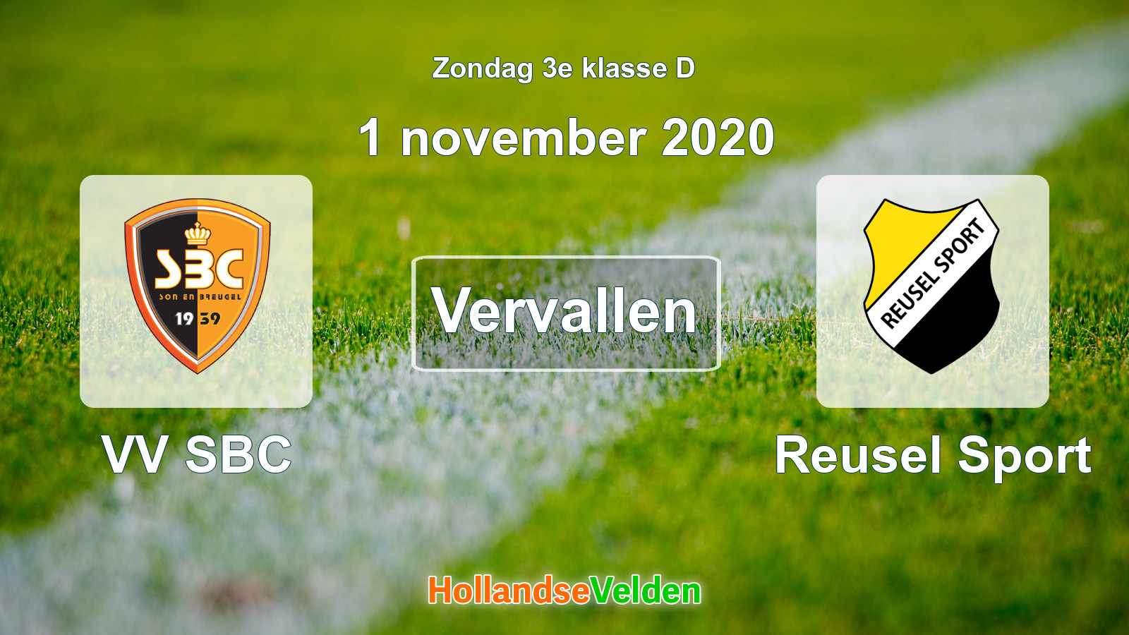 Geplande wedstrijd: VV SBC - Reusel Sport (1 november 2020)