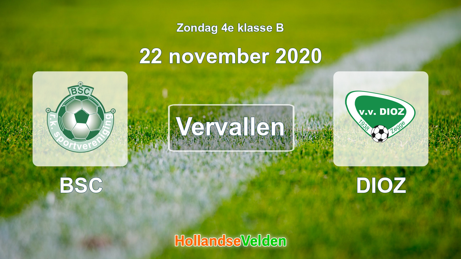 Geplande wedstrijd: BSC - DIOZ (22 november 2020)