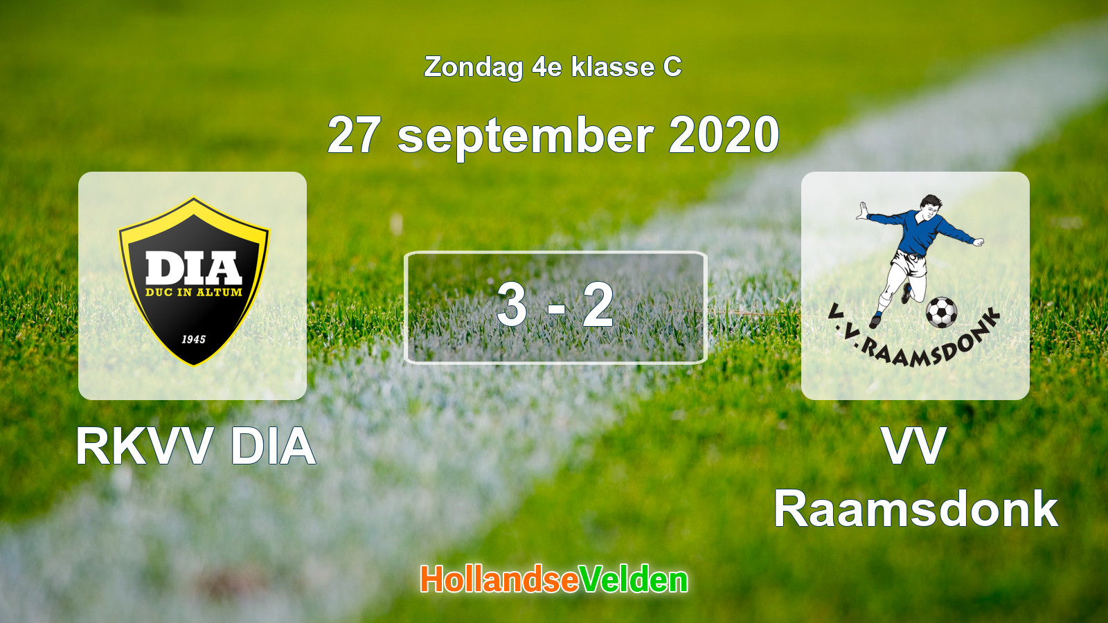 Gespeelde wedstrijd: RKVV DIA - VV Raamsdonk 3 - 2 (27 september 2020)