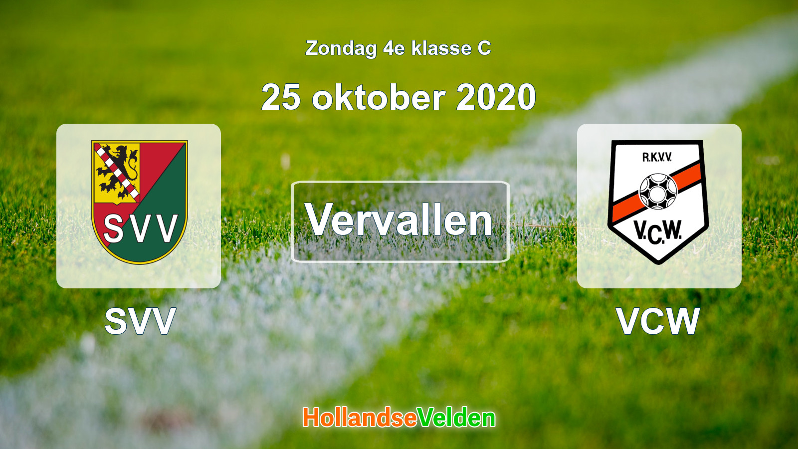 Geplande wedstrijd: SVV - VCW (25 oktober 2020)