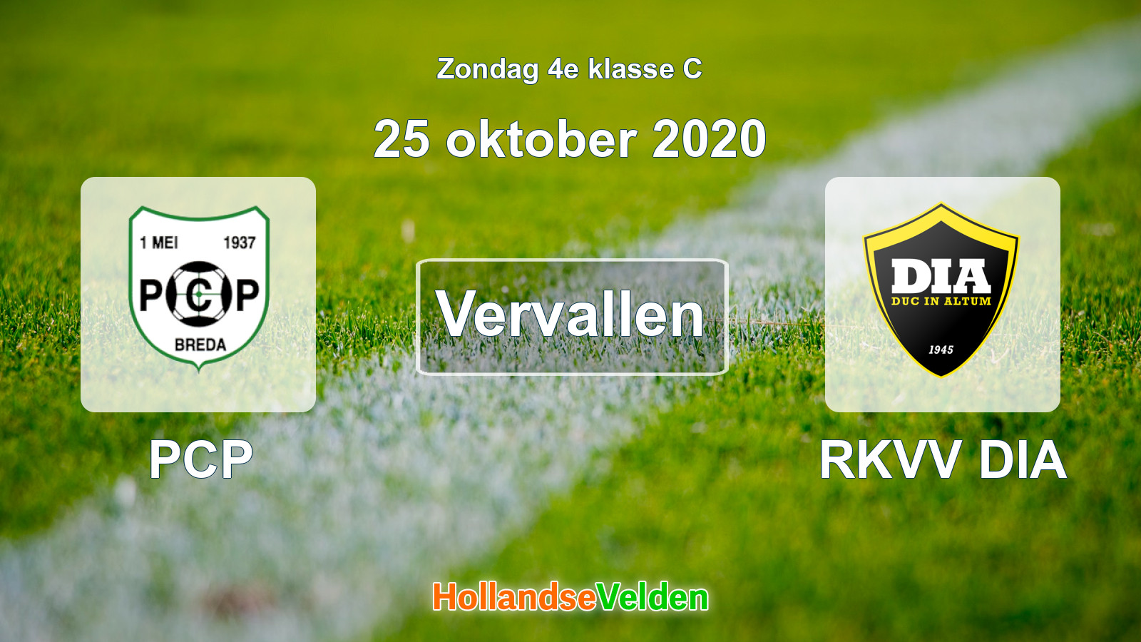 Geplande wedstrijd: PCP - RKVV DIA (25 oktober 2020)