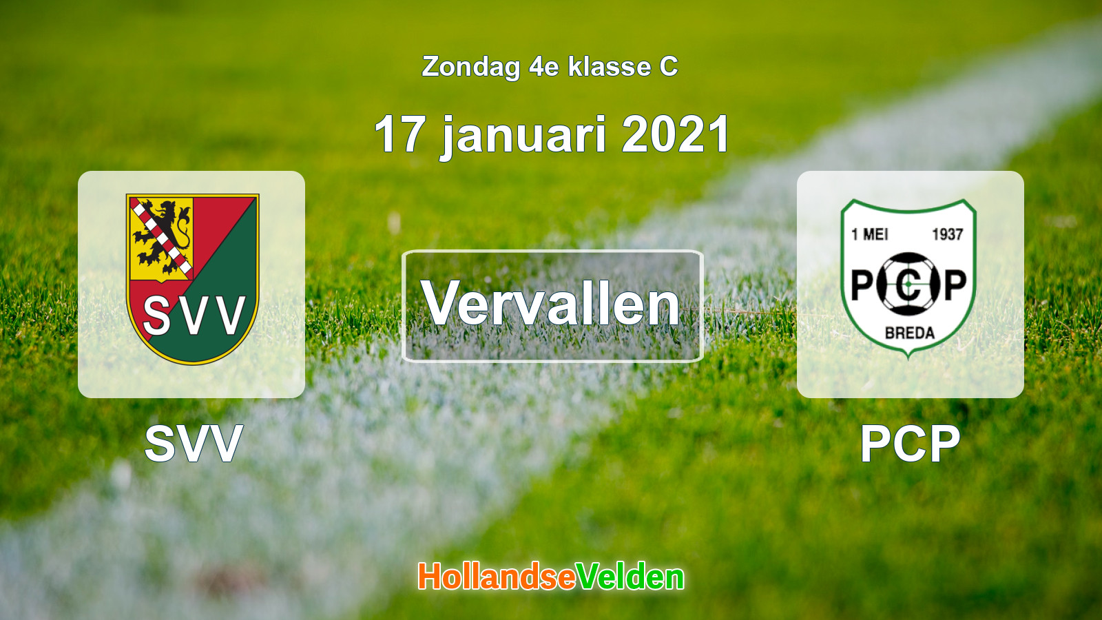 Geplande wedstrijd: SVV - PCP (17 januari 2021)
