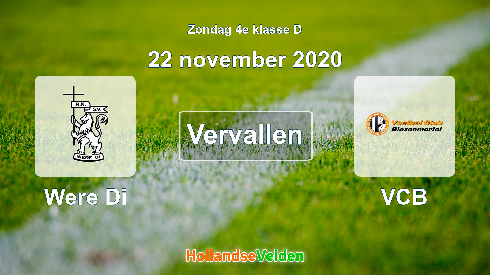 Geplande wedstrijd: Were Di - VCB (22 november 2020)