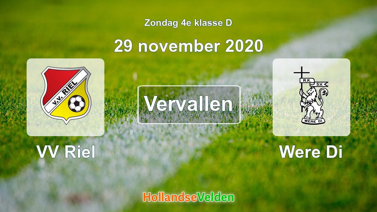 Geplande wedstrijd: VV Riel - Were Di (29 november 2020)