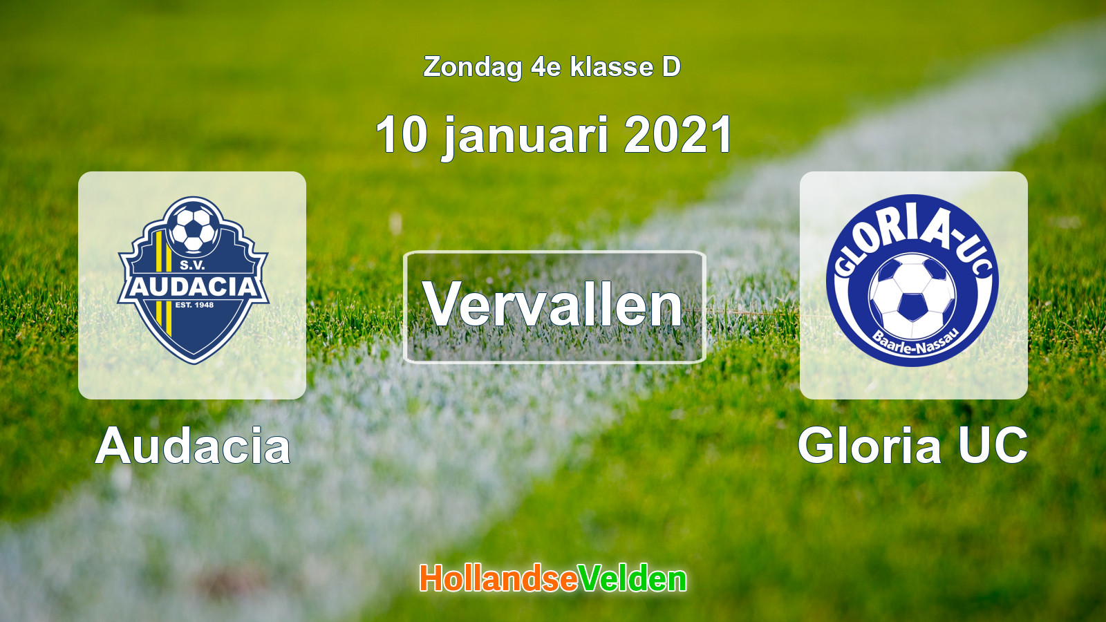 Geplande wedstrijd: Audacia - Gloria UC (10 januari 2021)