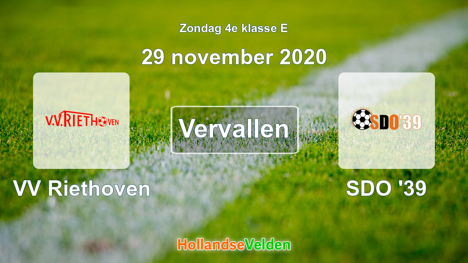 Geplande wedstrijd: VV Riethoven - SDO '39 (29 november 2020)