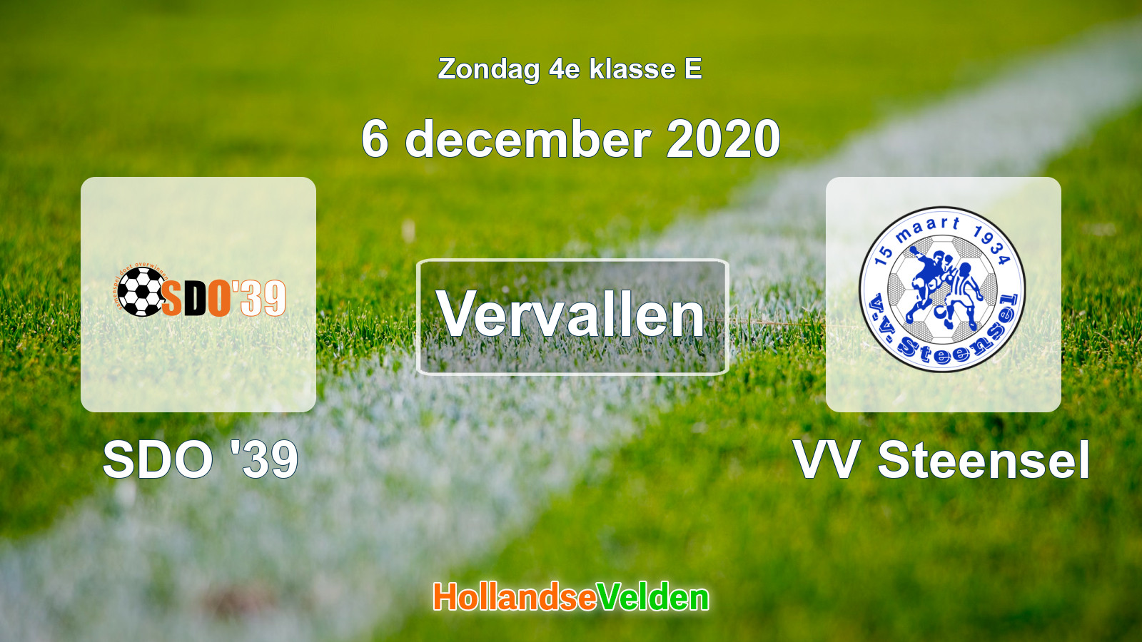 Geplande wedstrijd: SDO '39 - VV Steensel (6 december 2020)