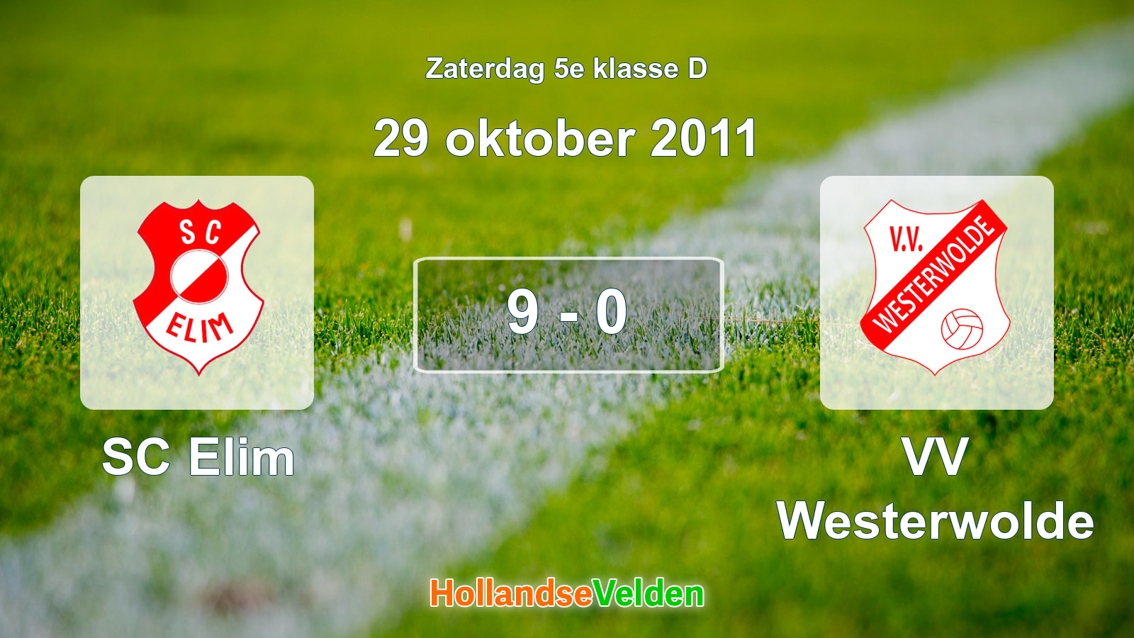 Gespeelde wedstrijd: SC Elim - VV Westerwolde 9 - 0 (29 oktober 2011)