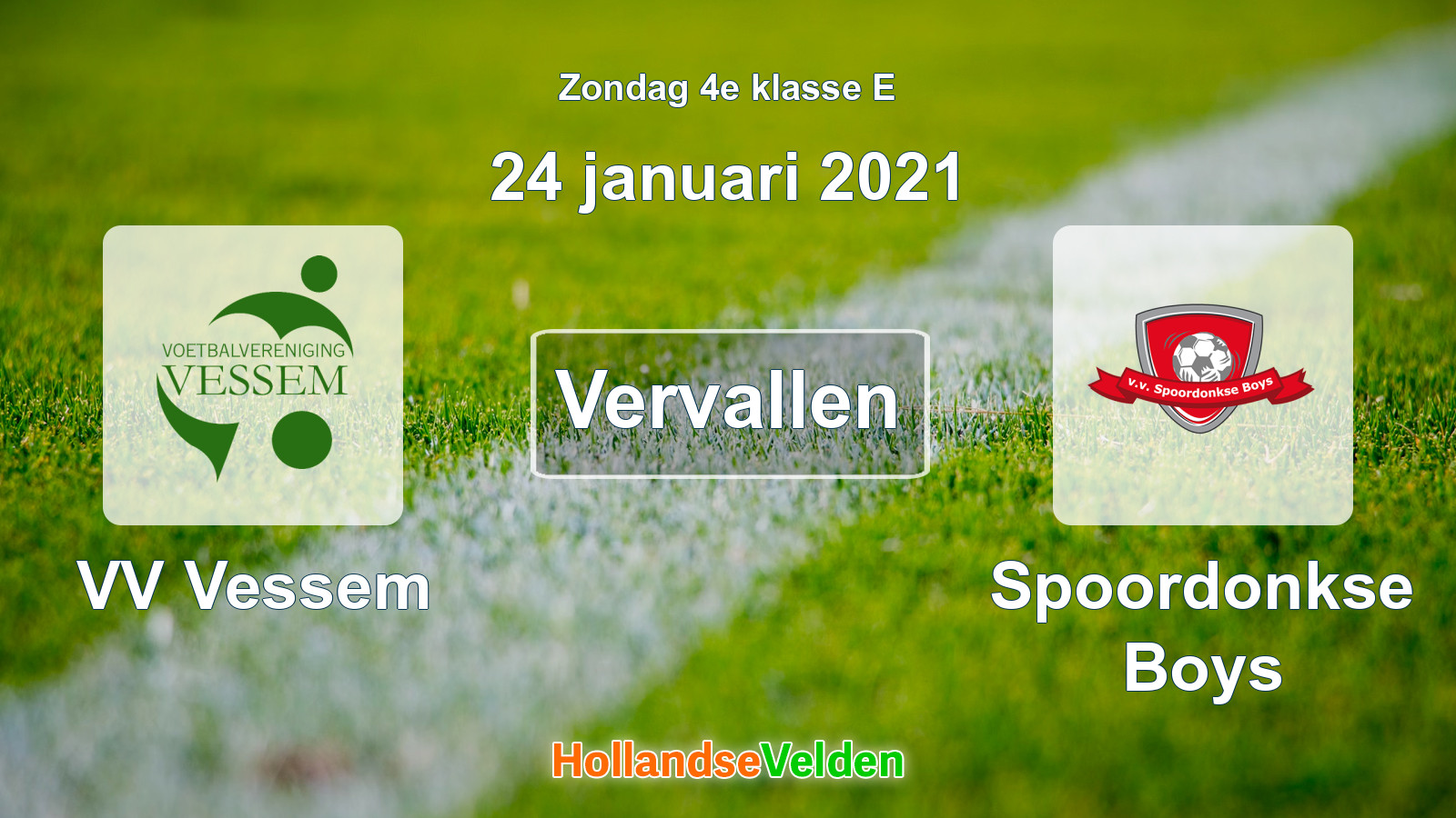 Geplande wedstrijd: VV Vessem - Spoordonkse Boys (24 januari 2021)