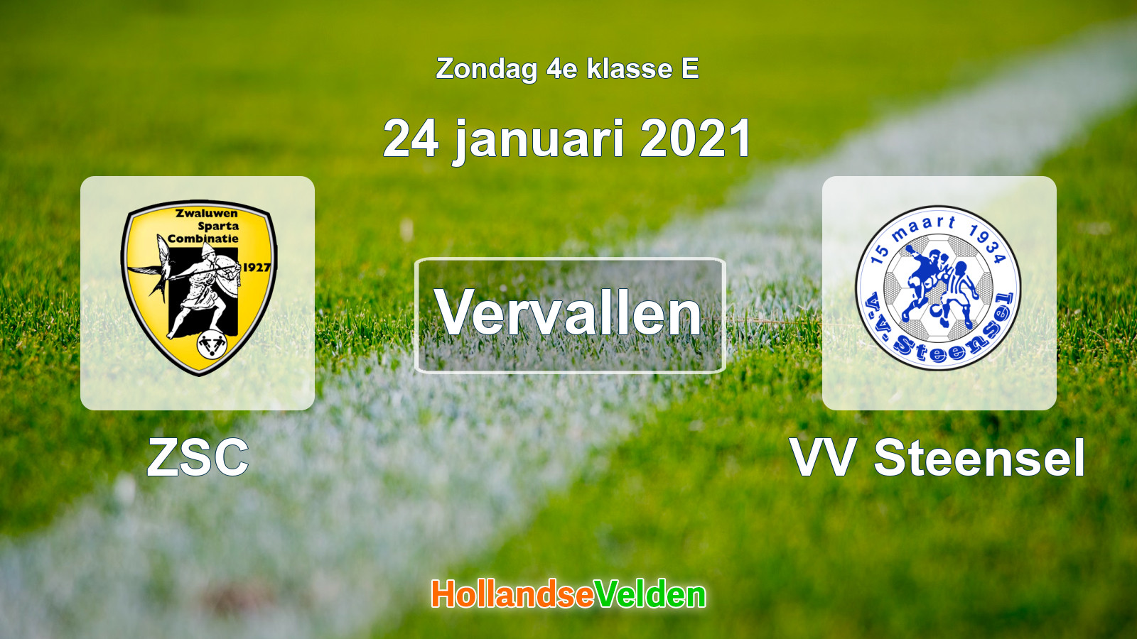 Geplande wedstrijd: ZSC - VV Steensel (24 januari 2021)