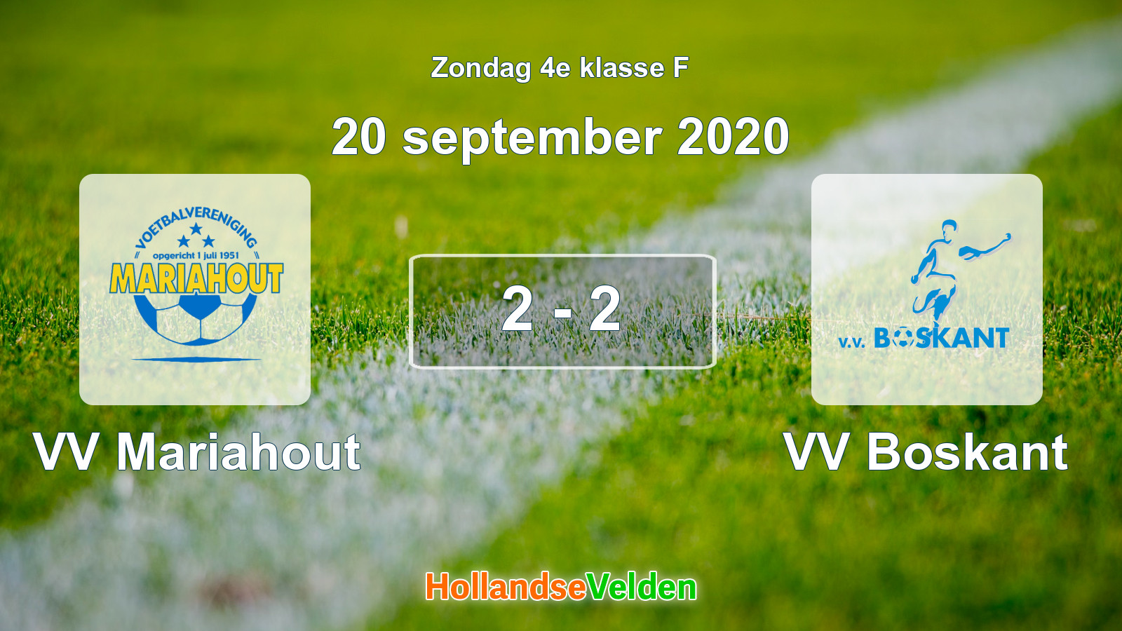 Gespeelde wedstrijd: VV Mariahout - VV Boskant 2 - 2 (20 september 2020)
