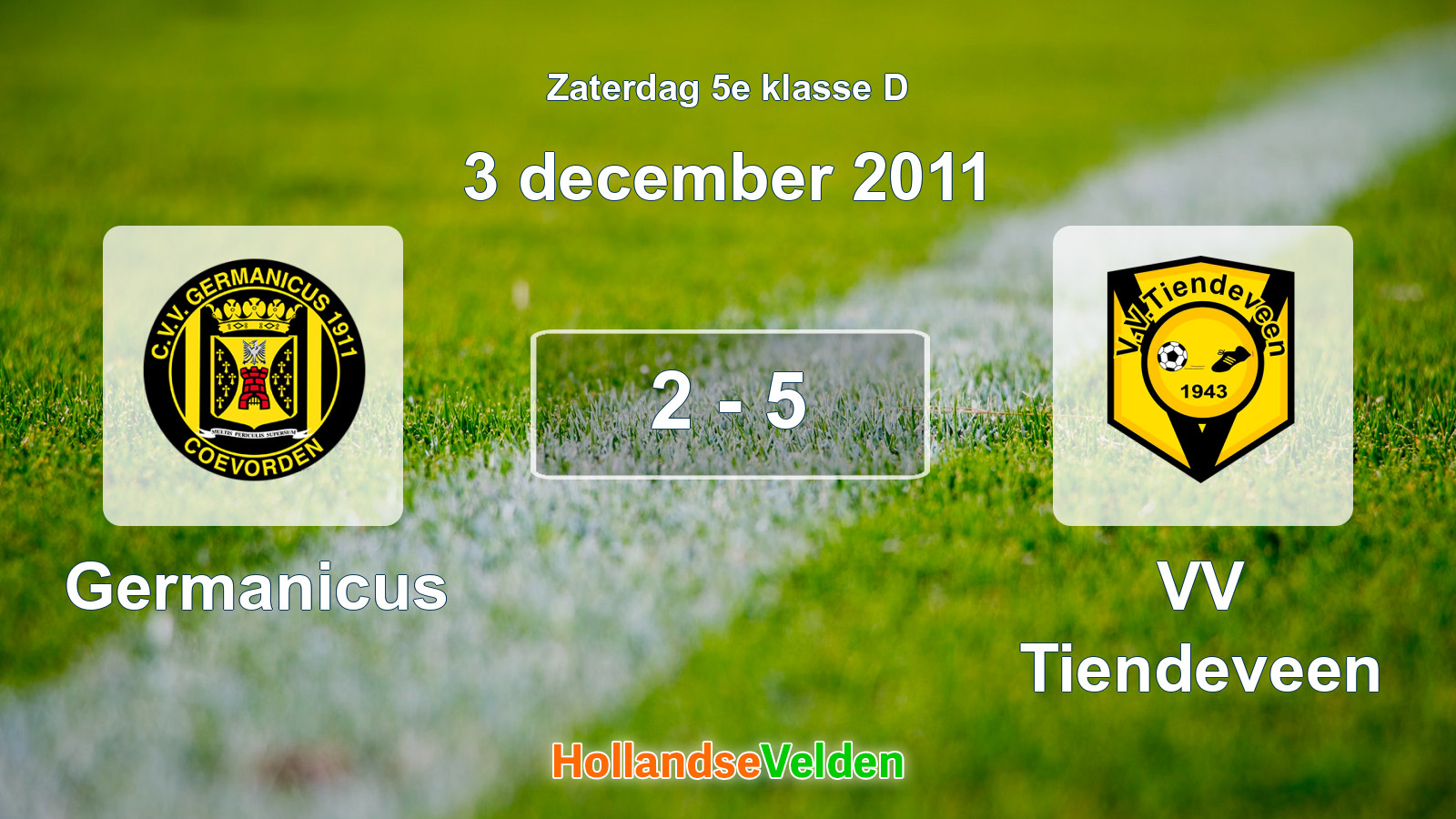 Gespeelde wedstrijd: Germanicus - VV Tiendeveen 2 - 5 (3 december 2011)