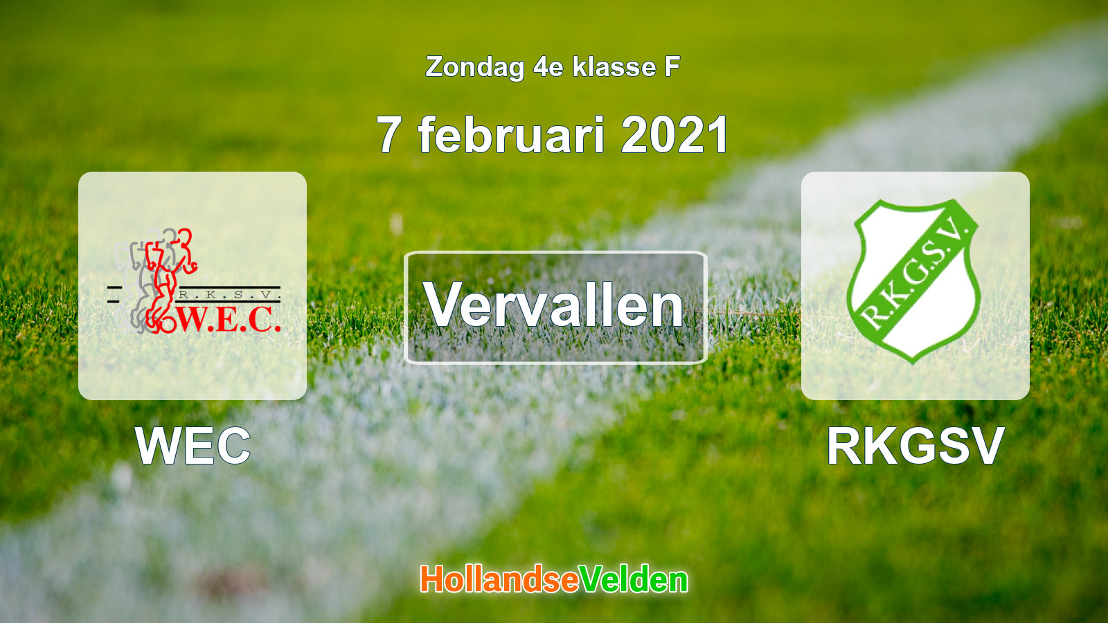 Geplande wedstrijd: WEC - RKGSV (7 februari 2021)