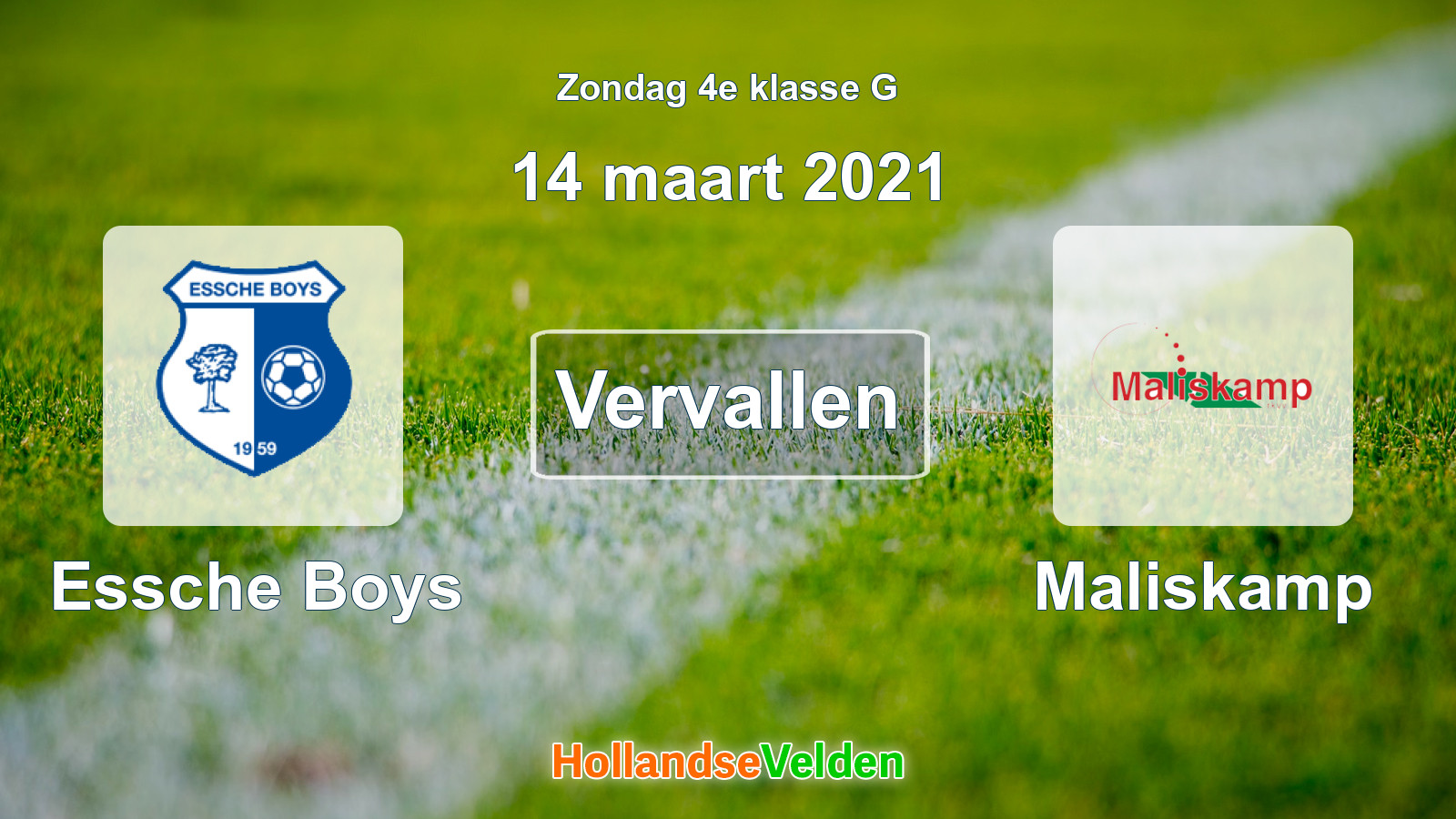 Geplande wedstrijd: Essche Boys - Maliskamp (14 maart 2021)