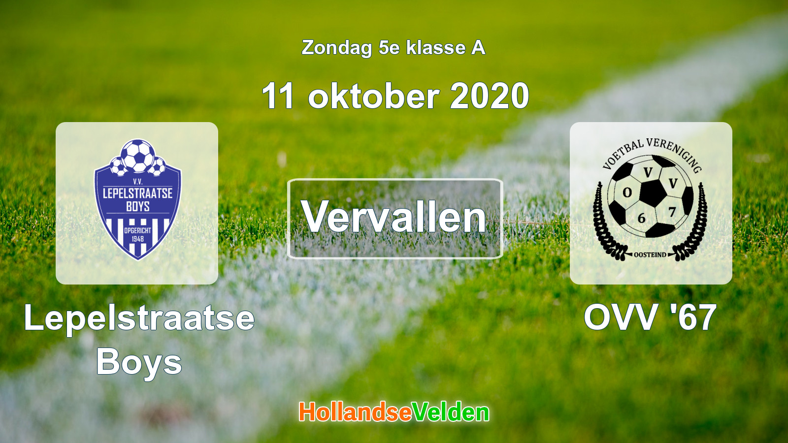 Geplande wedstrijd: Lepelstraatse Boys - OVV '67 (11 oktober 2020)