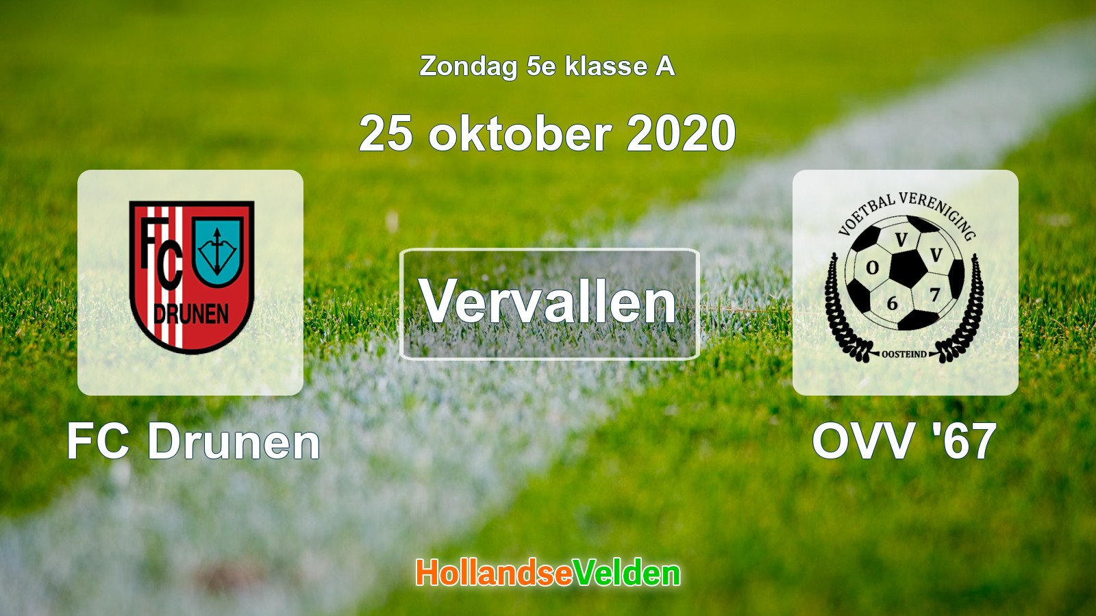 Geplande wedstrijd: FC Drunen - OVV '67 (25 oktober 2020)
