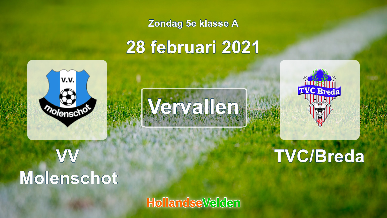 Geplande wedstrijd: VV Molenschot - TVC/Breda (28 februari 2021)