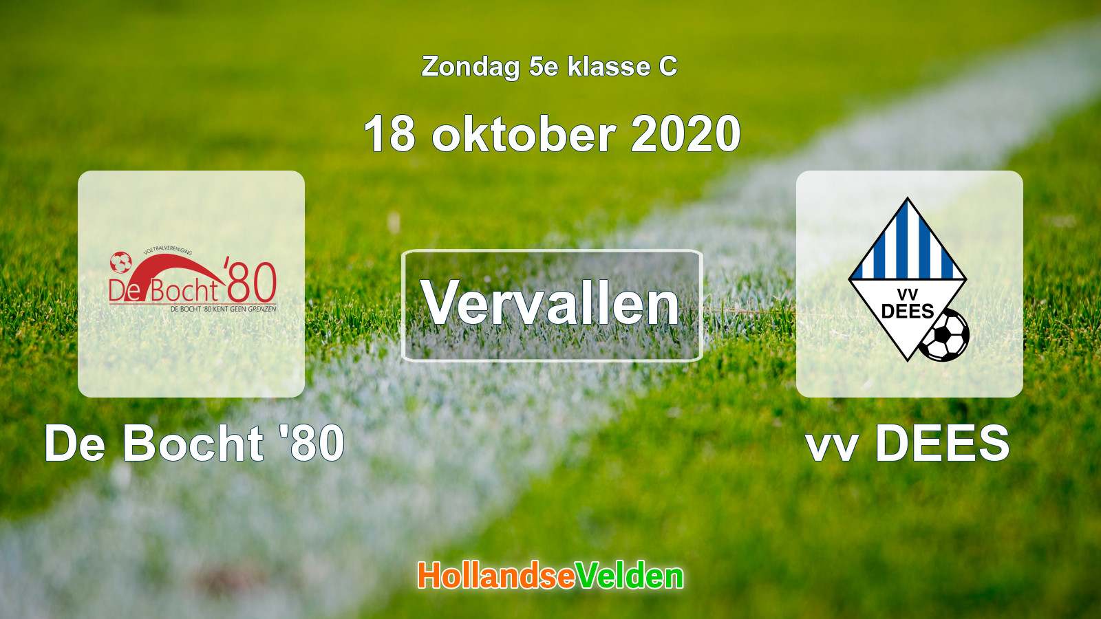Geplande wedstrijd: De Bocht '80 - vv DEES (18 oktober 2020)