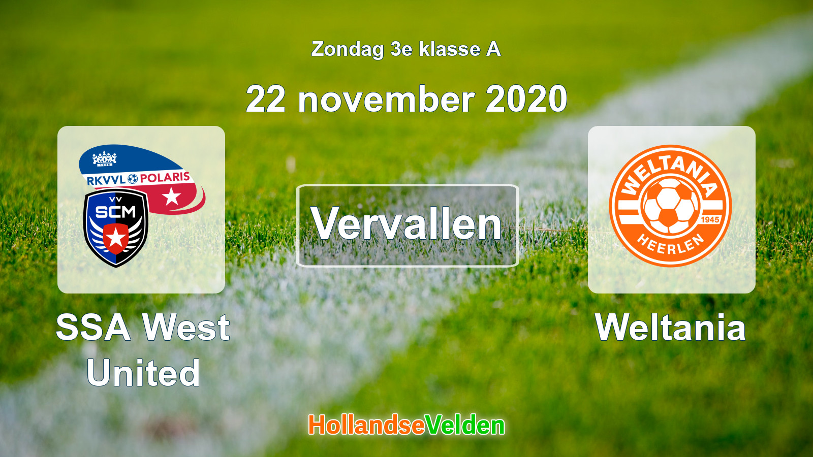 Geplande wedstrijd: SSA West United - Weltania (22 november 2020)