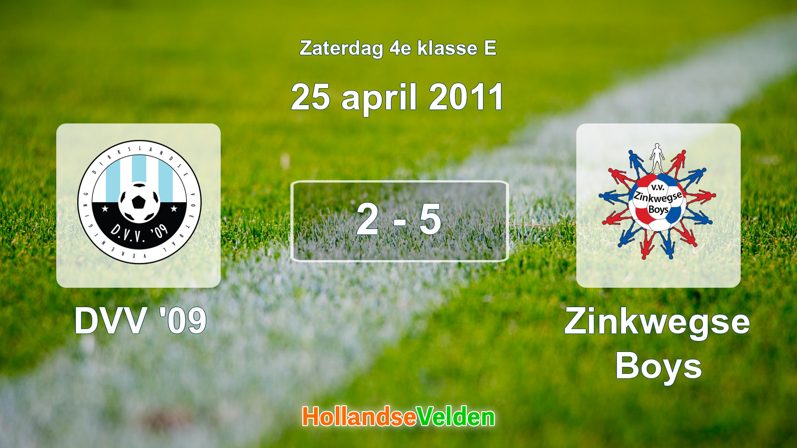 Gespeelde wedstrijd: DVV '09 - Zinkwegse Boys 2 - 5 (25 april 2011)
