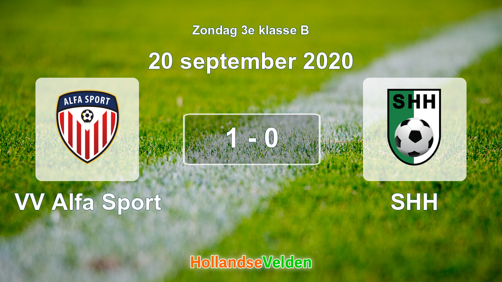 Gespeelde wedstrijd: VV Alfa Sport - SHH 1 - 0 (20 september 2020)
