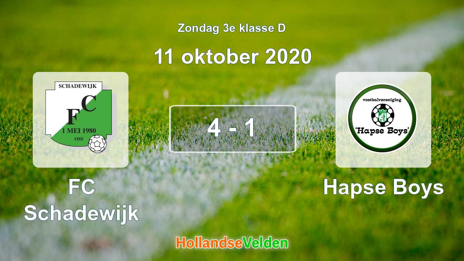 Gespeelde wedstrijd: FC Schadewijk - Hapse Boys 4 - 1 (11 oktober 2020)