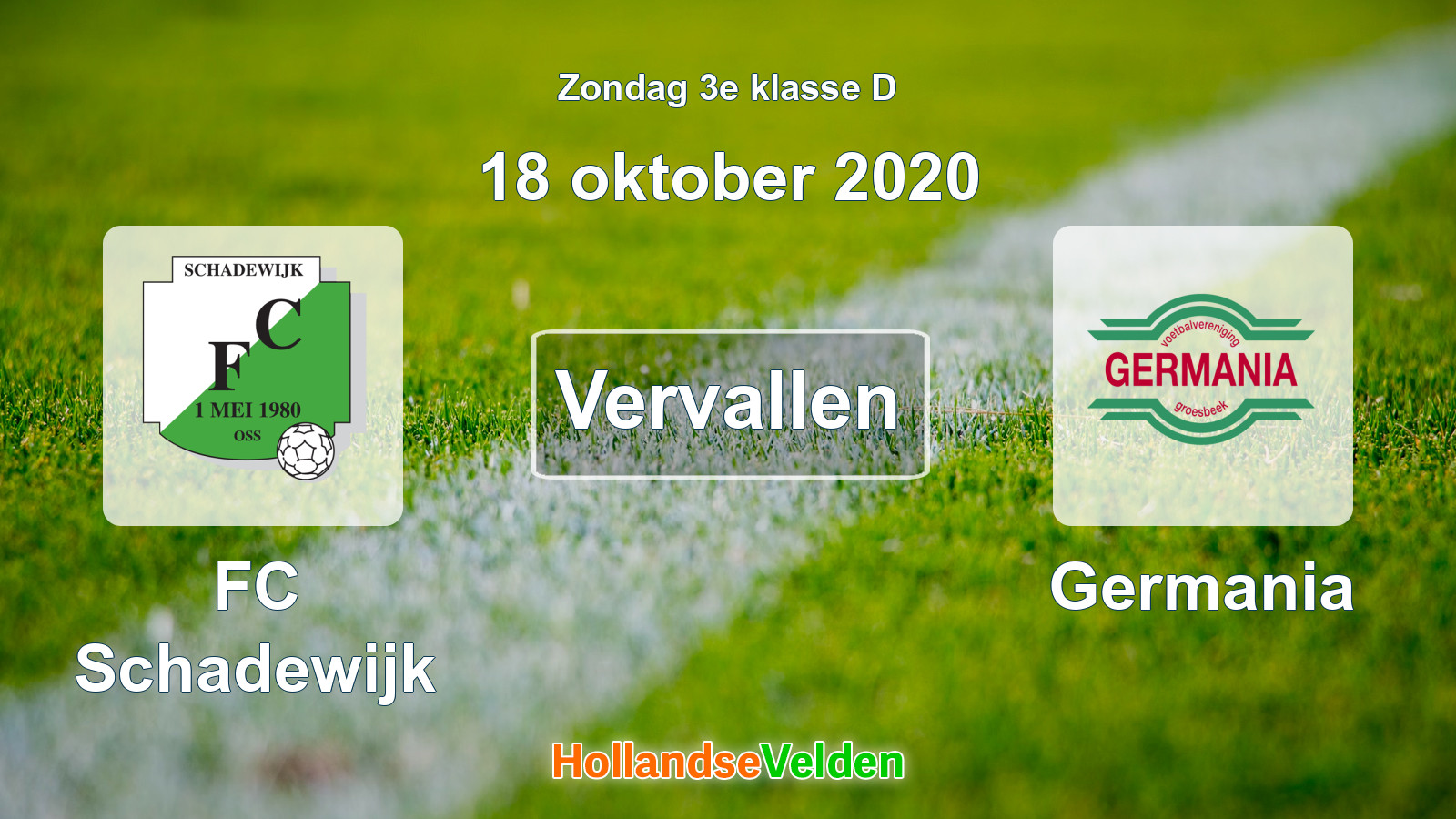 Geplande wedstrijd: FC Schadewijk - Germania (18 oktober 2020)