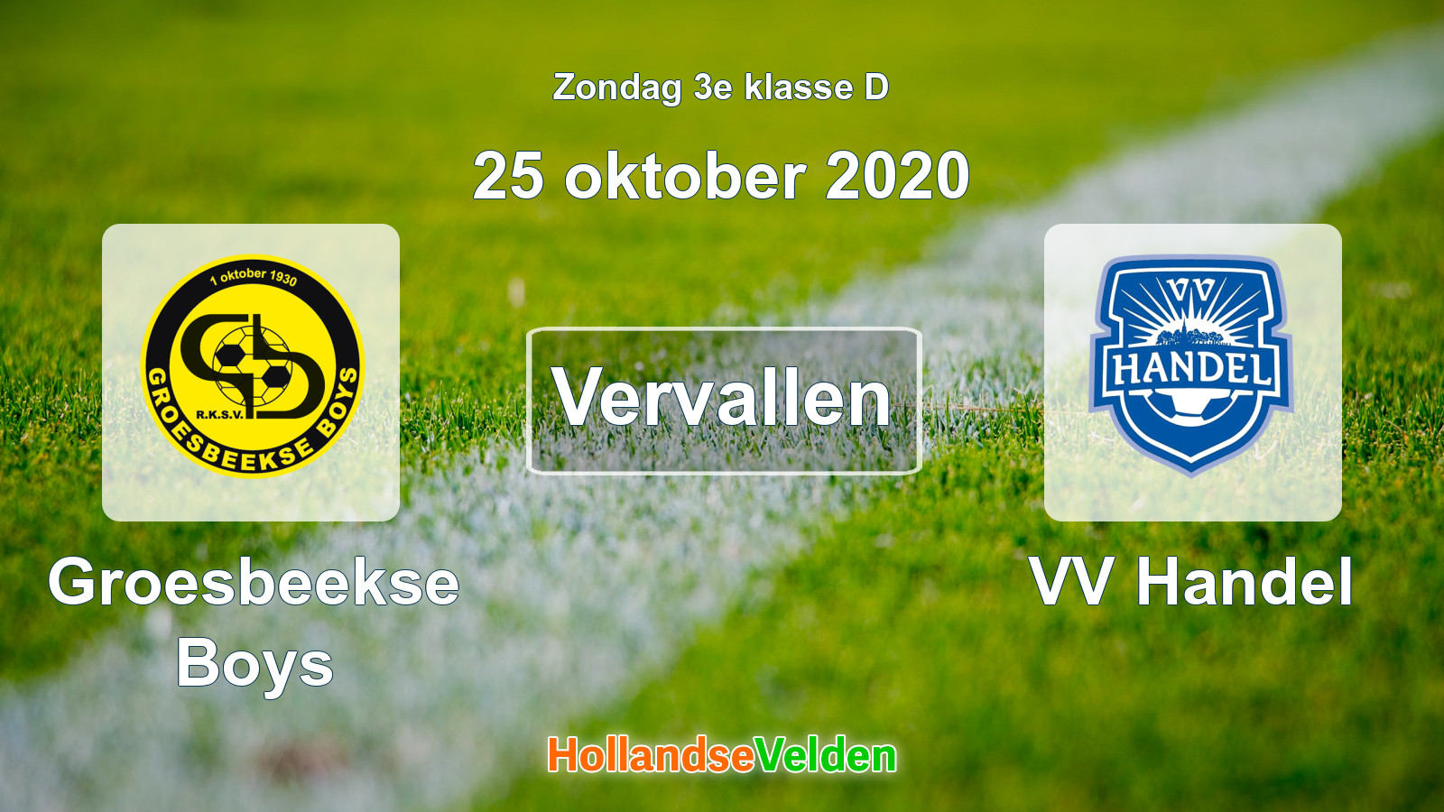 Geplande wedstrijd: Groesbeekse Boys - VV Handel (25 oktober 2020)