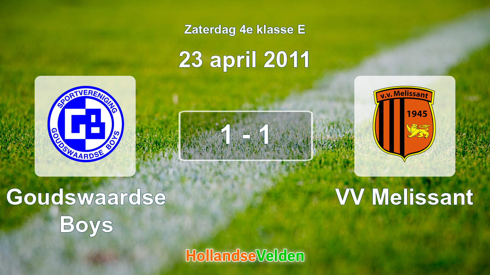 Gespeelde wedstrijd: Goudswaardse Boys - VV Melissant 1 - 1 (23 april 2011)