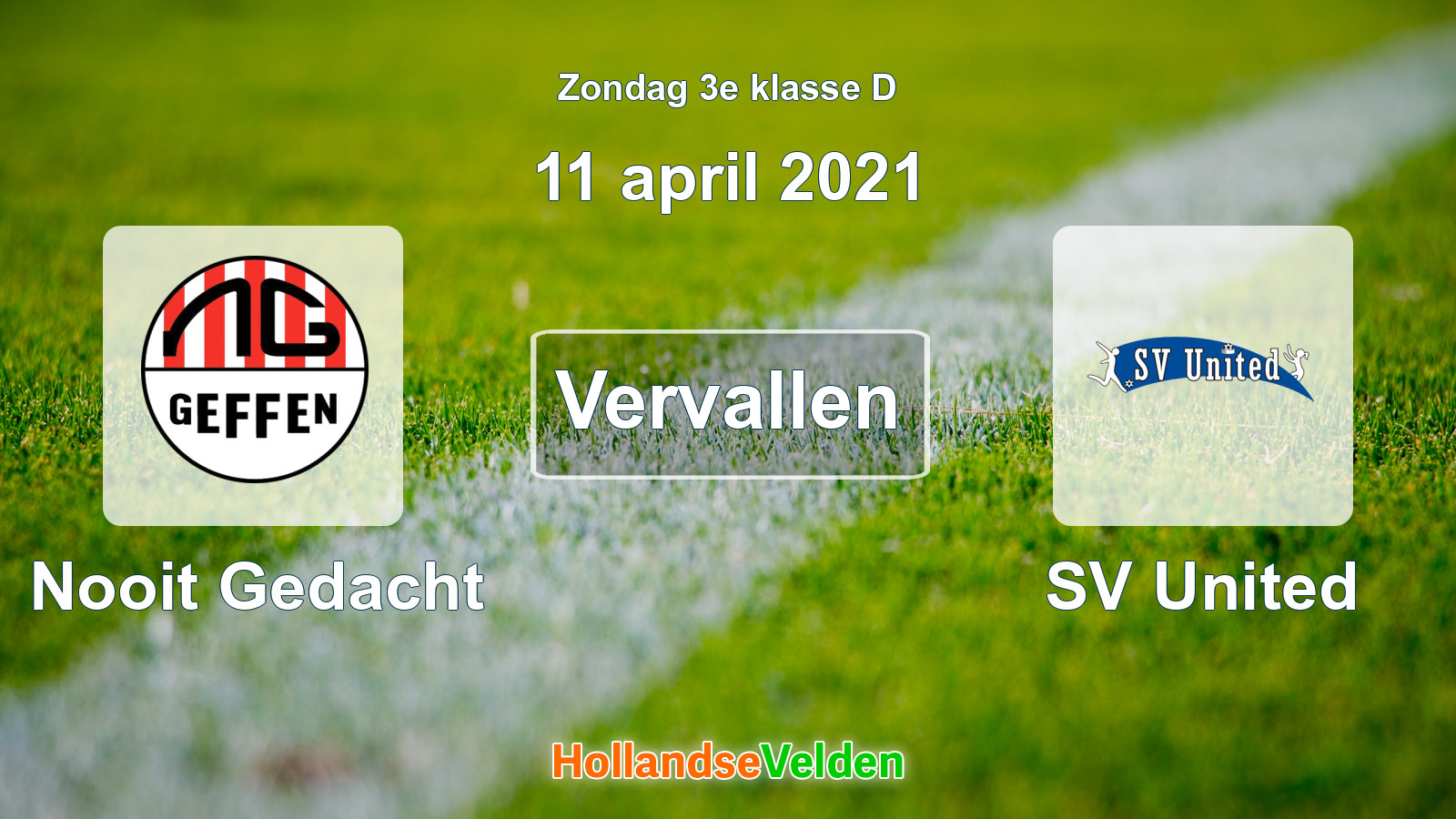 Geplande wedstrijd: Nooit Gedacht - SV United (11 april 2021)
