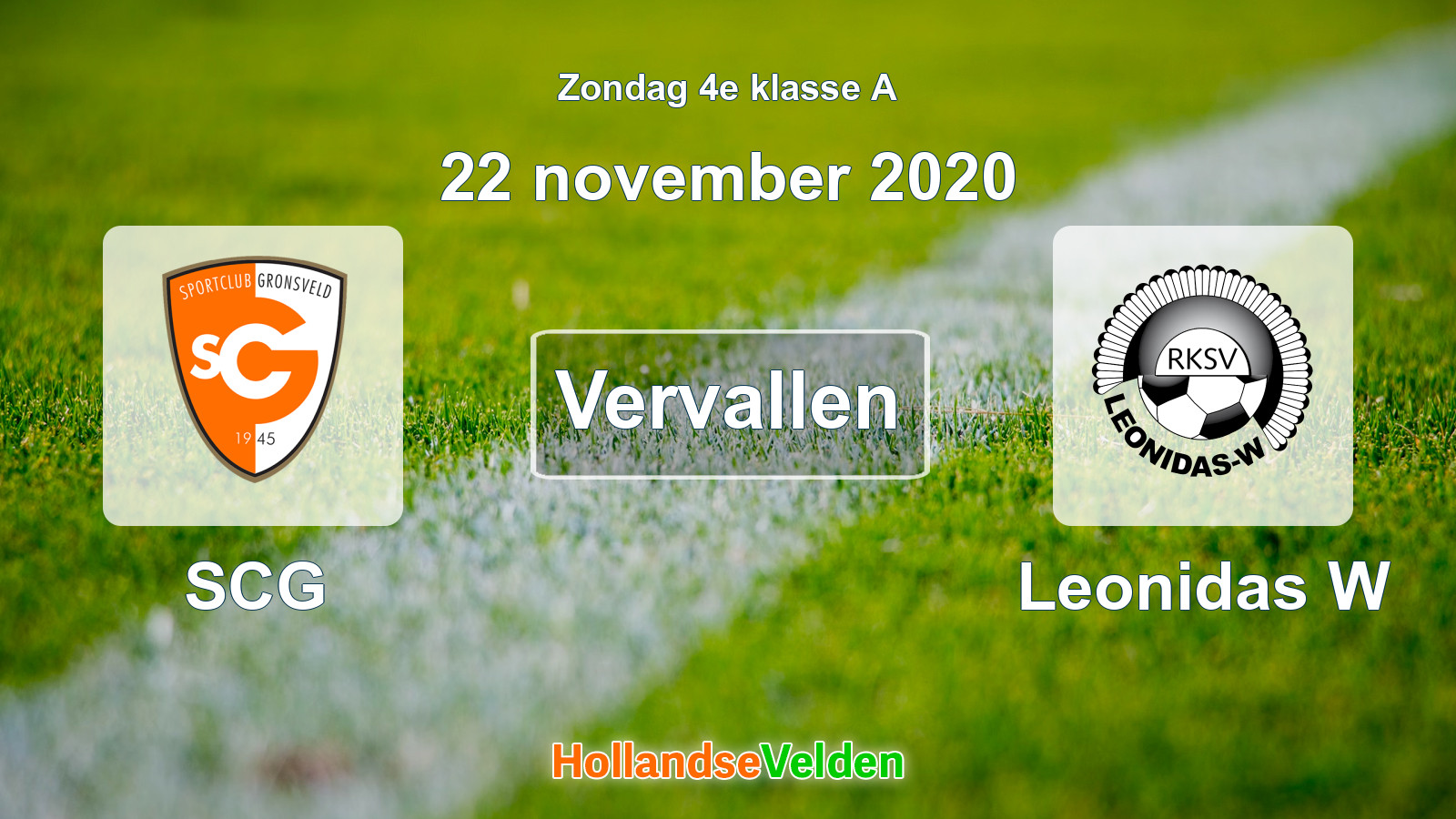 Geplande wedstrijd: SCG - Leonidas W (22 november 2020)