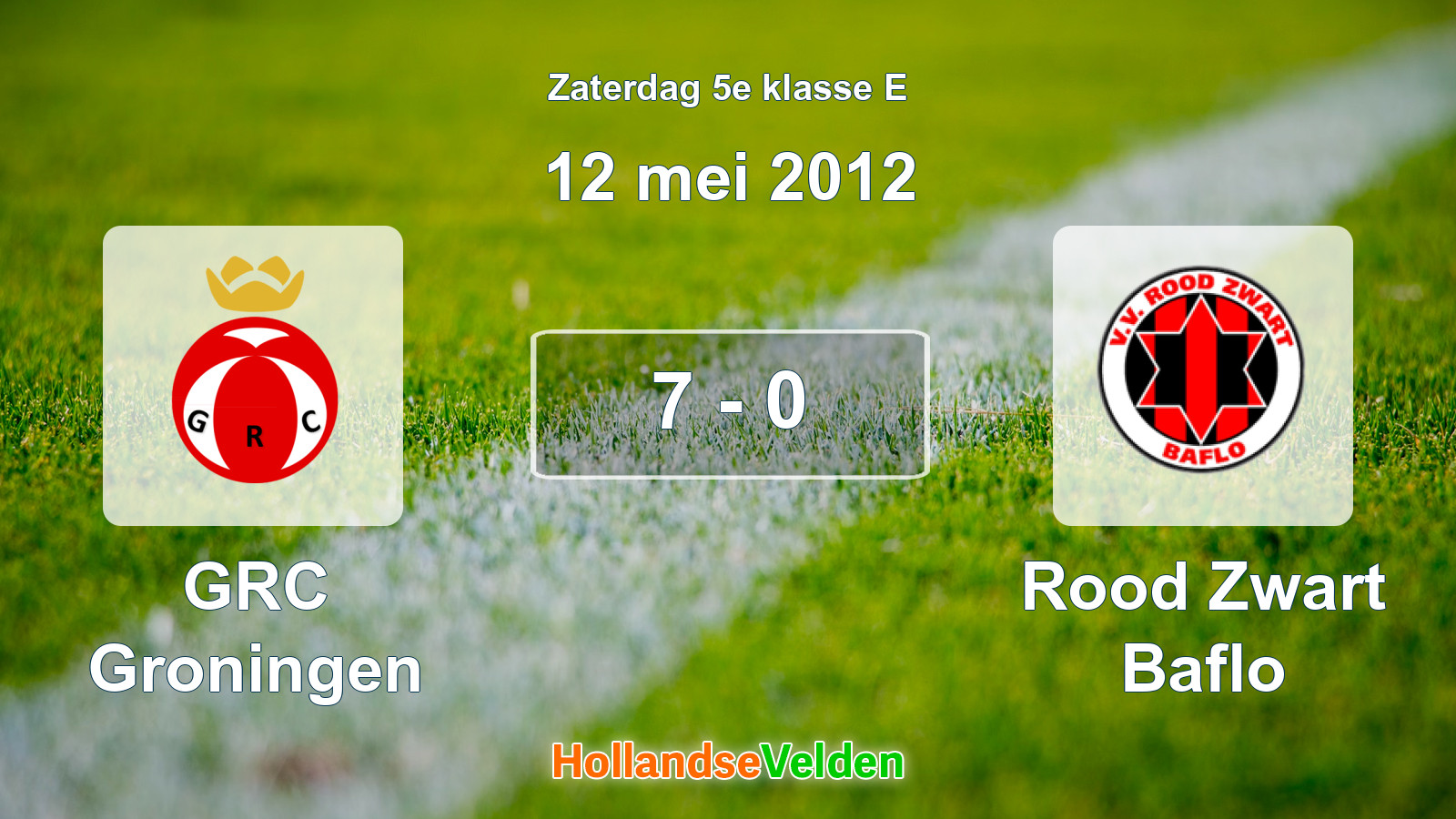 Gespeelde wedstrijd: GRC Groningen - Rood Zwart Baflo 7 - 0 (12 mei 2012)