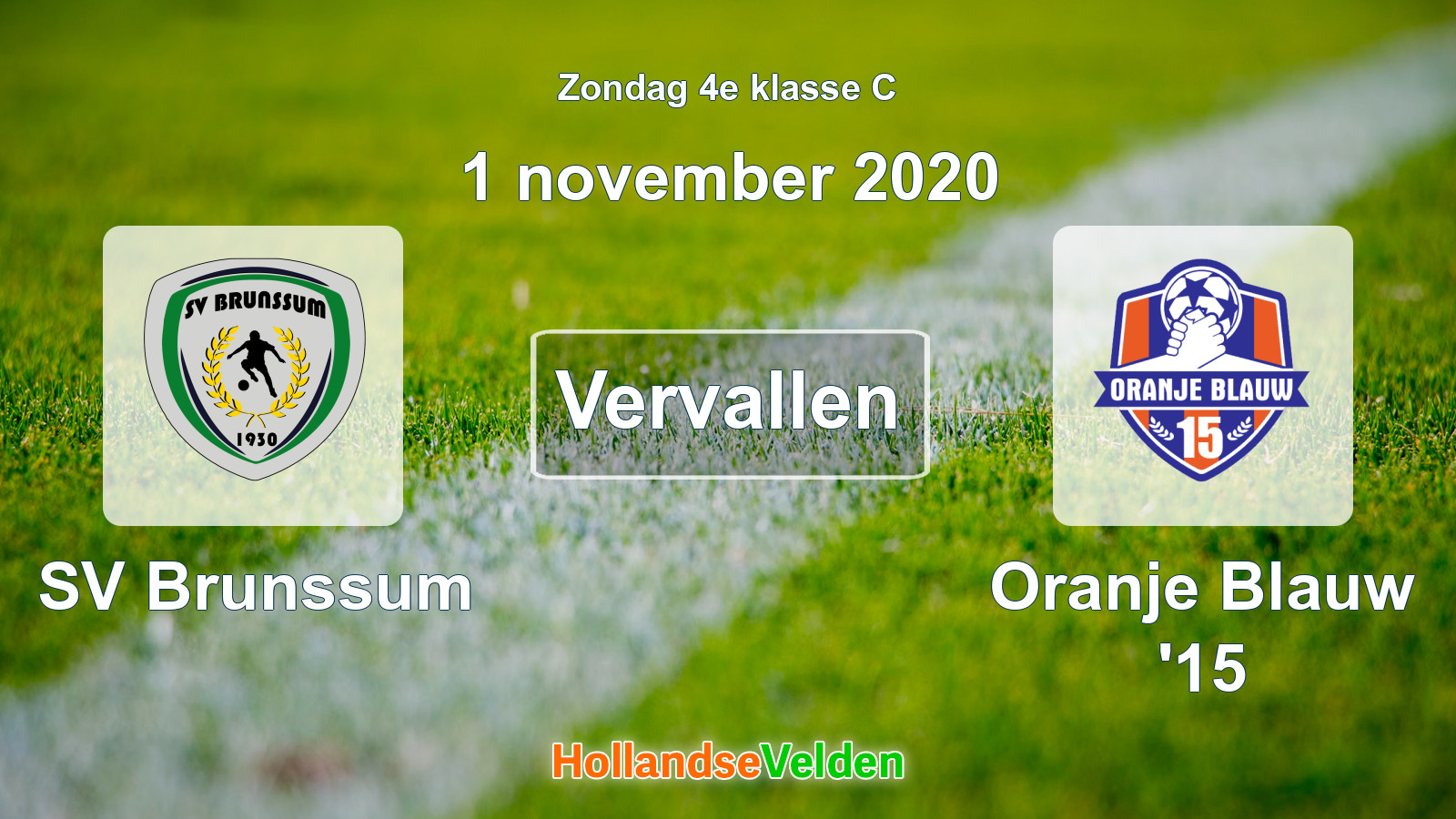 Geplande wedstrijd: SV Brunssum - Oranje Blauw '15 (1 november 2020)